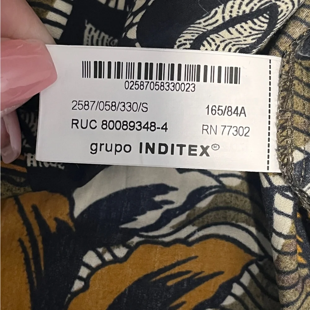 Zara Ethnic Print Beaded Floral Dress - Black, White, Green, Brown Small - Picture 14 of 16